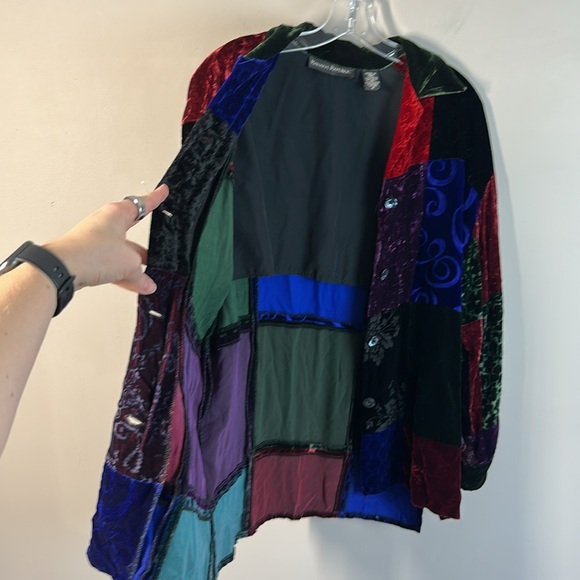 Vintage Banana Republic Button Down Velvet Patchwork Tunic Size M Artsy - Picture 14 of 16